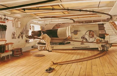 Twenty-Seven Pound Cannon on a Battleship
